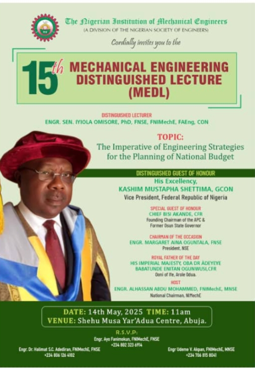 THE NIGERIAN INSTITUTION OF MECHANICAL ENGINEERS ( NimechE) A DIVISION OF THE NIGERIAN SOCIETY OF ENGINEERS NSE 