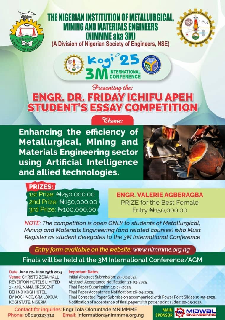 THE NIGERIAN INSTITUTION OF METALLURGICAL MINING AND MATERIALS ENGINEERS ( NIMMME aka 3M )